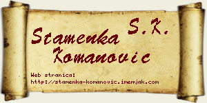 Stamenka Komanović vizit kartica
